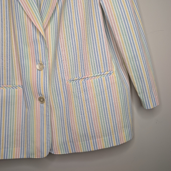 Vintage Alfred Dunner Petite 16 Pastel Striped Two Button Blazer Jacket - Picture 4 of 11
